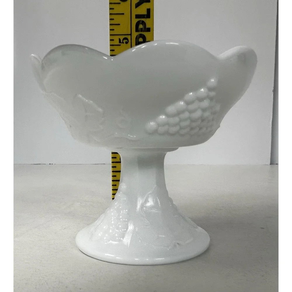 VintageSet Of 3 Indiana Glass Colony Harvest Grape Milk Glass Candle Holders 4